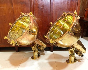 Maritime Antique Vintage Cargo Ship Brass Signal japanese Search Spot Light 2Pcs