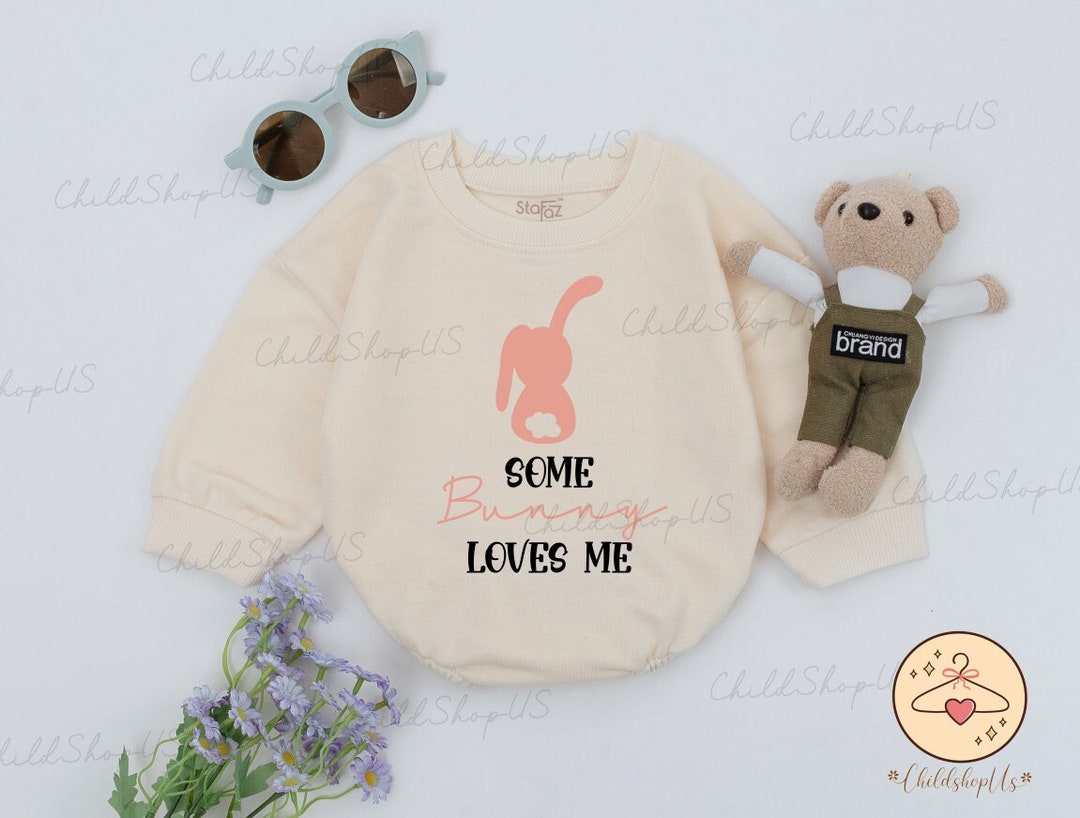 Some Bunny Loves Me Romper, Toddler Boy Girl Easter Bunny Romper, First