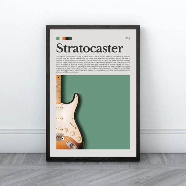 Fender Stratocaster Electric Guitar Music Wall Art Printable Poster - An Iconic Digital Download Gift For Electric Guitar Lovers and Players