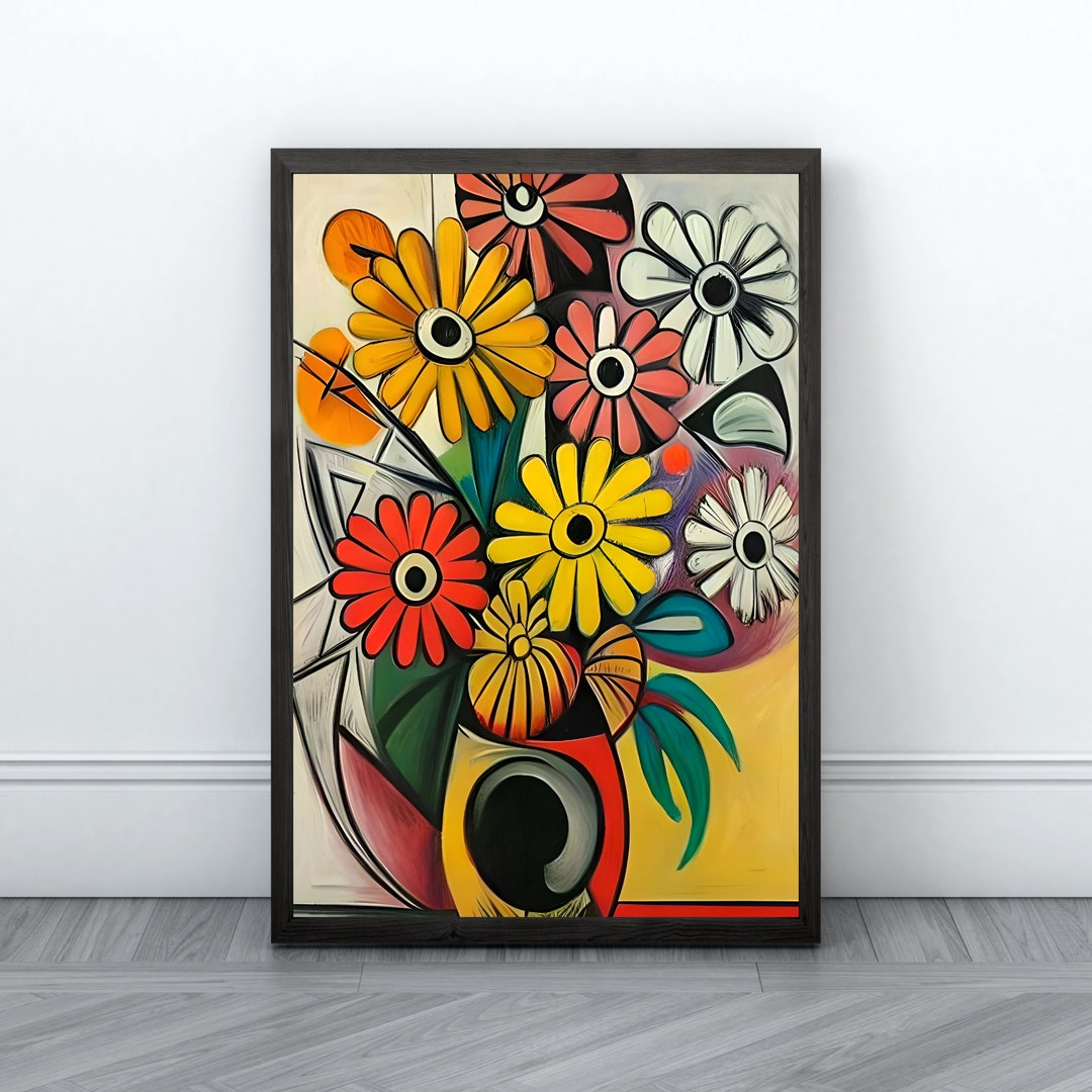Retro Abstract Botanical Flower Market Wall Art Print Poster Vintage ...