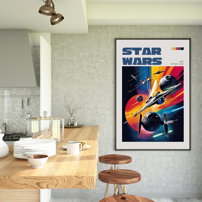 Vintage Abstract Star Wars Movie Wall Art Printable Poster Aesthetic Retro Star Wars Film Poster