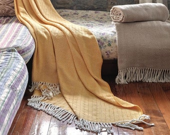 Cuddly blanket 150 x 200 cm | Cozy Tree Wool Blanket Fluffy Blanket Winter Blanket for Sofa, Armchair & Bed | Cozy Cotton Beige Pique