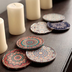 Coasters set of 6 | Glass coasters, decorative coasters, oriental coasters, coasters for cups and glasses (Marrakech)