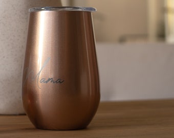 Thermobecher personalisiert 350ml | Weinglas, Sektglas, Kaffeebecher to go, Gravur mit Namen | Geschenk Muttertag Valentinstag JGA