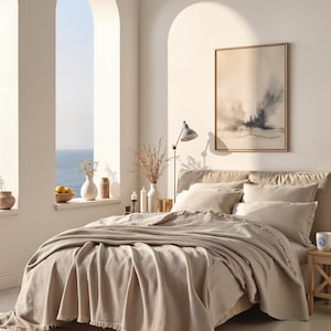 Bedspread Sera | Bed throw blanket reversible blanket sofa blanket modern blanket | extra large | 100% cotton, Oeko-Tex® (Sepia 200 x 230 cm)