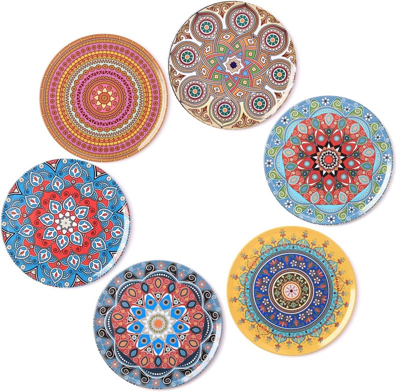 Coasters Set of 6 Glass Coasters Coaster set gift Oriental decoration Gift Mandala Edition image 4