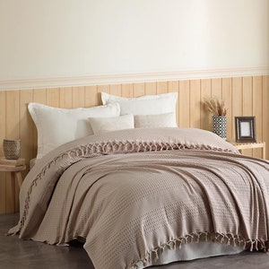 Boho bedspread waffle look | Bed throw blanket reversible blanket sofa blanket modern blanket | 100% cotton, Oeko-Tex® (Urban Loft 220 x 240 cm)