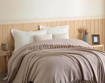 Boho bedspread waffle look | Bed throw blanket reversible blanket sofa blanket modern blanket | 100% cotton, Oeko-Tex® (Urban Loft 220 x 240 cm)
