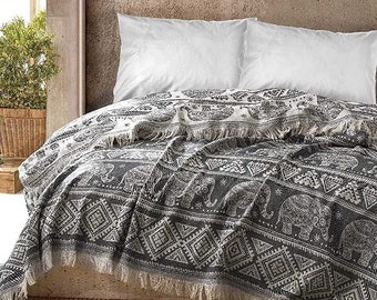 Tagesdecke | Bettüberwurf Wohndecke Wendedecke Sofadecke modern blanket | 100% Baumwolle, Oeko-Tex® (Bali, 220 x 240cm)