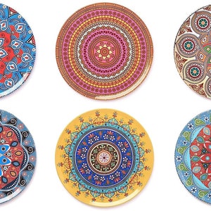 Coasters Set of 6 Glass Coasters Coaster set gift Oriental decoration Gift Mandala Edition image 5