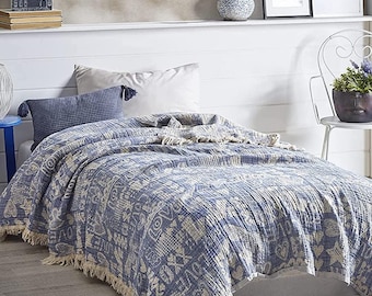 Copriletto in mussola | Coperta da letto coperta reversibile coperta da divano coperta moderna | 100% cotone, Oeko-Tex® (Amore, 170 x 230 cm)