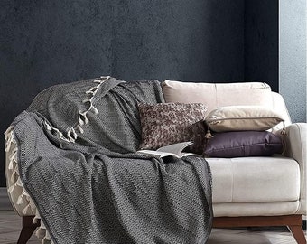 Beautiful bedspread | Bed throw blanket reversible blanket sofa blanket modern blanket | 100% cotton, Oeko-Tex® (Atelier Oriental, 165 x 220 cm)