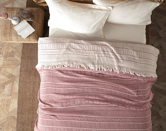 Muslin bedspread bed throw blanket sofa blanket Boho blanket 100% cotton, Oeko-Tex® (Aztec Throw)