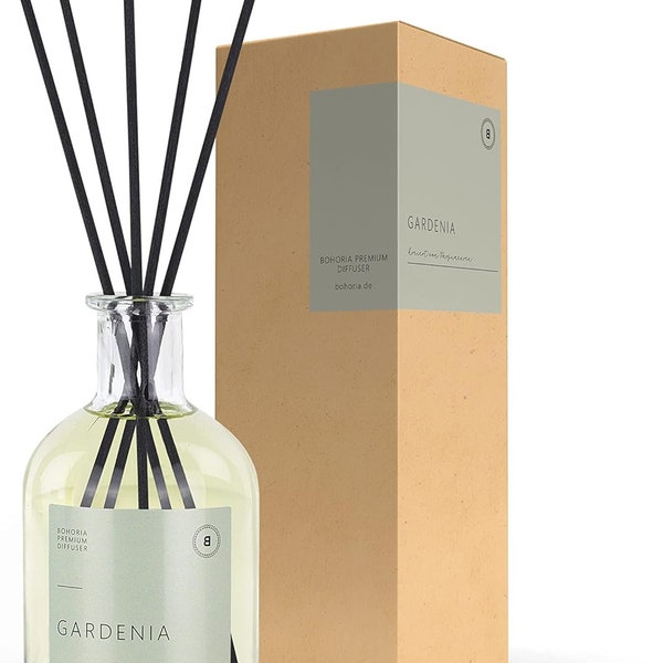 Room fragrance with scented sticks | Glass bottle 250ml | Air freshener | Home accessories | Gift Mother's Day, birthday | Gardenia