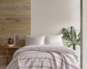 BOHORIA® bedspread Waffle Line extra large 235 x 240 cm | 100% cotton | Oeko-Tex® | Throw for sofa, armchair & bed | (Waffle Line)