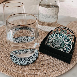 Untersetzer 6er Set | Glasuntersetzer, Dekorative Untersetzer für Tassen und Gläser (Boho)