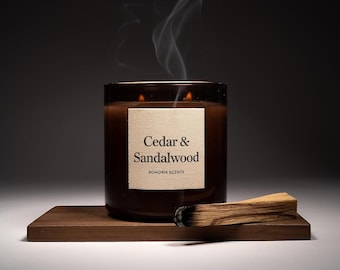 Scented candle with natural oils | Feel-good candle, cedarwood, sandalwood | Fragrance, candle in a glass, candle, scents, gift