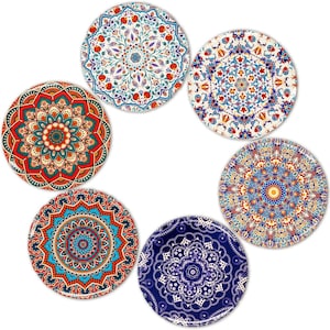6er Set Glasuntersetzer Coaster mit marrakeshischen Farben und Muster