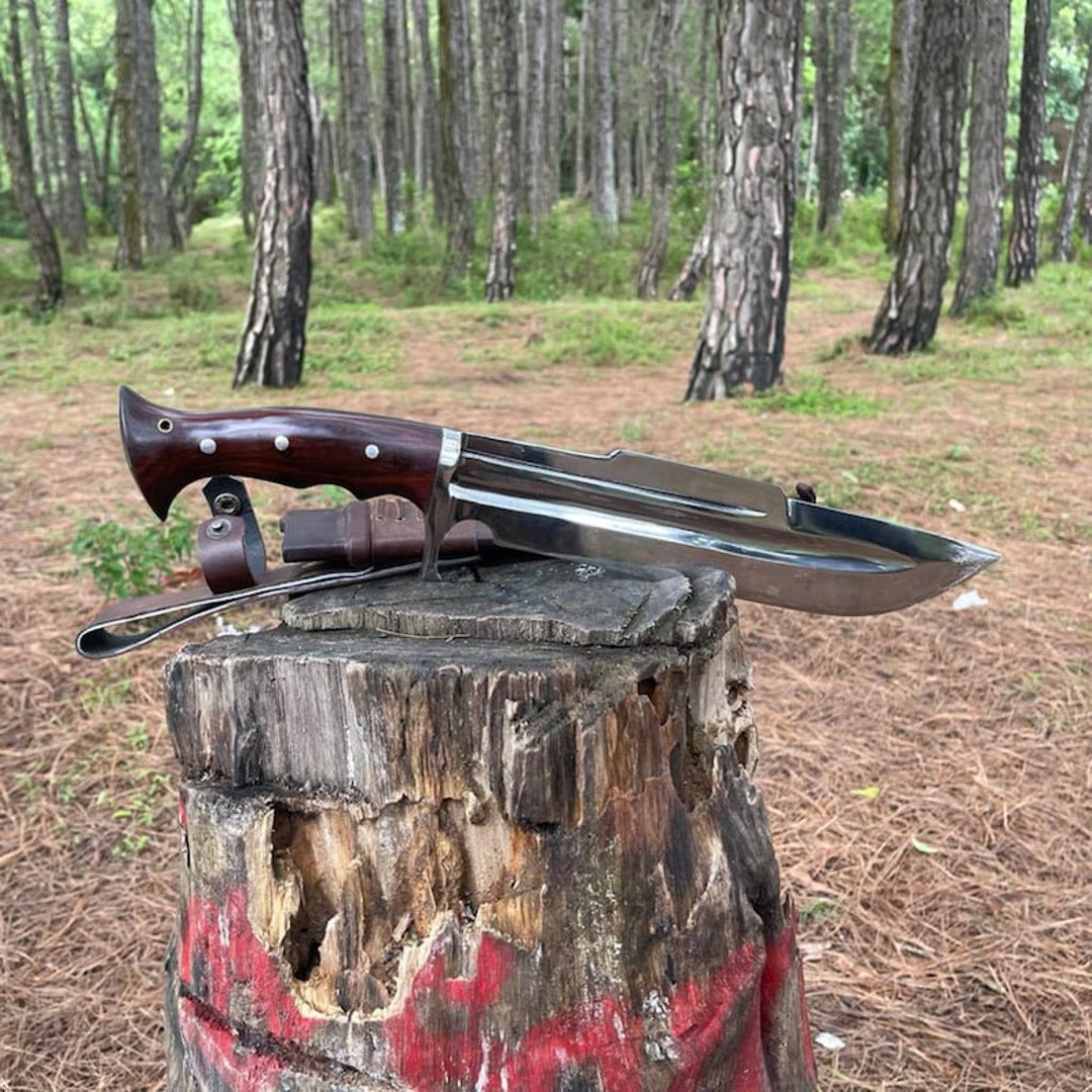 12 Inches Blade Bowie Knife, Hand Forged Bushcraft Knife, 5160 Leaf ...