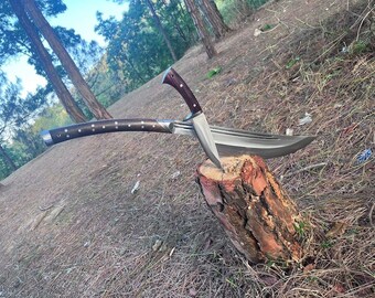 17" Custom Viking Axe | Long Wood Cutting Machete Axe | Survival Tools | Hand forged full tang Machete | Ready to use Bushcrafts knife