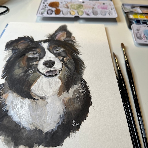 Handgemaltes Aquarellbild, Haustier Portrait, individuelles Geburtstagsgeschenk, Hund Katze, Haustier Andenken, Bild vom Foto, Gemälde