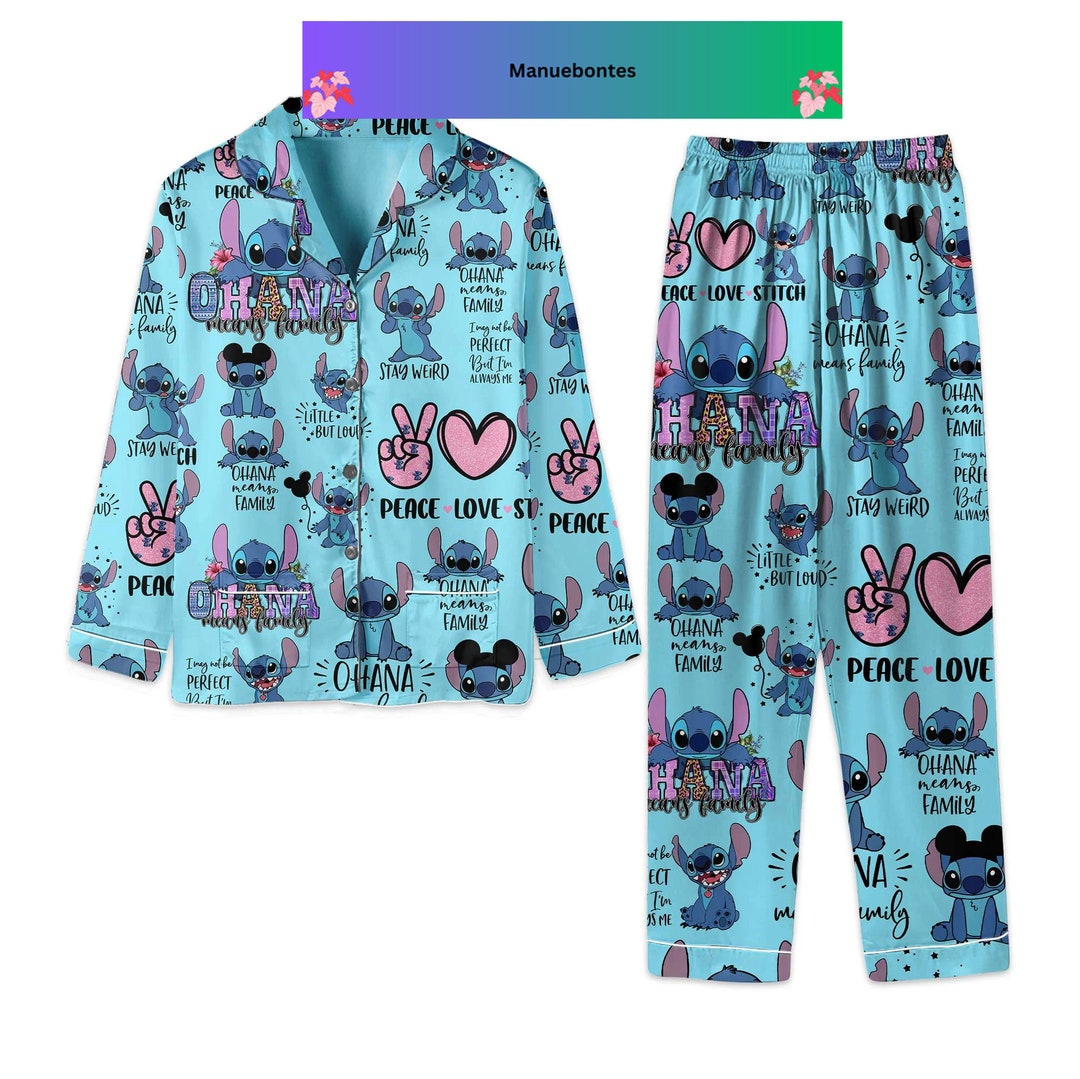 Girls disney lilo and stitch and angel long pyjamas