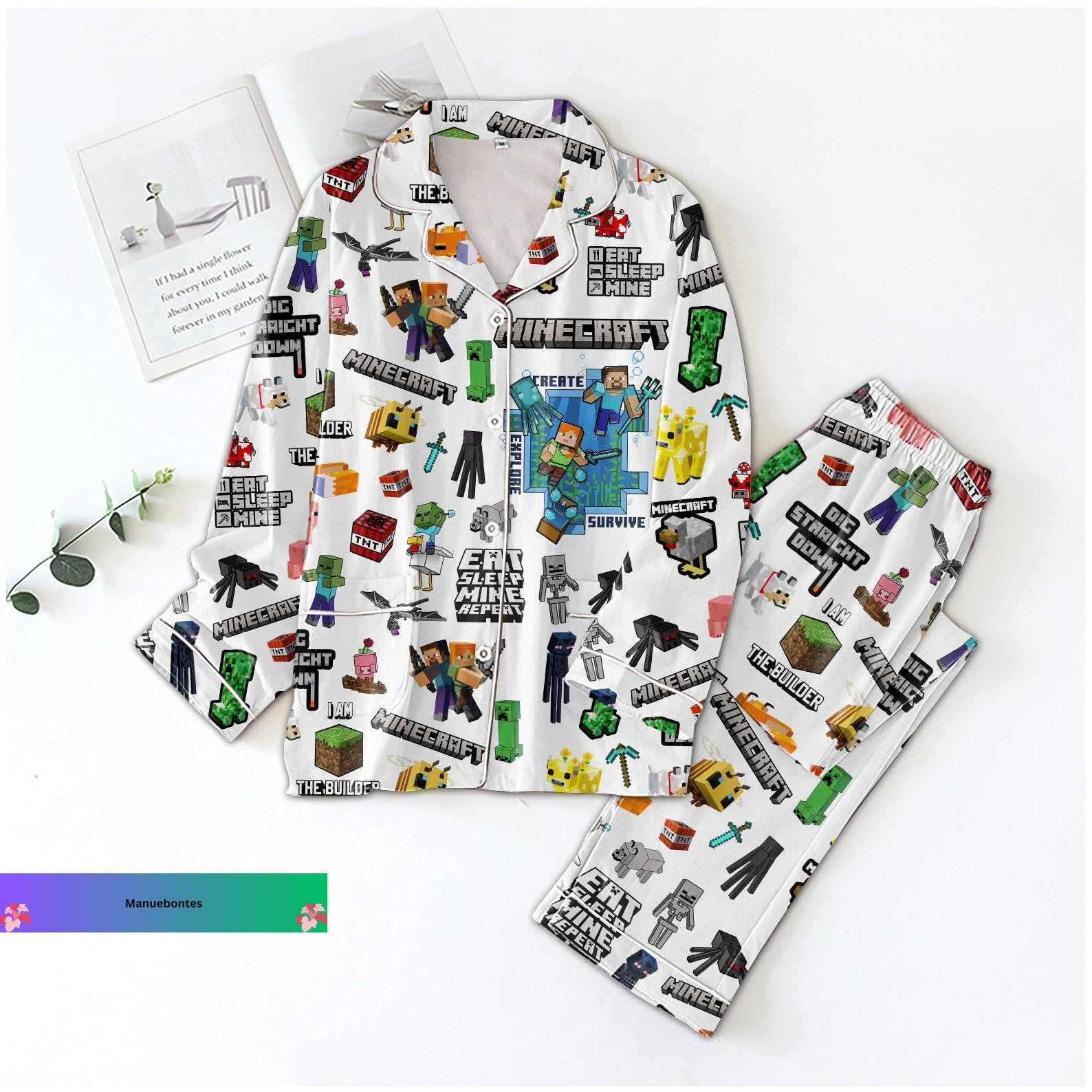 Minecraft Pajamas Set Game Pajamas Set Family Matching Pajamas