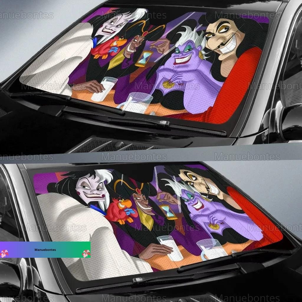 Disney Villains Auto Sunshade, Villains Car Windshield, Bad Witches Sun Shade