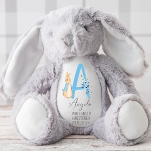 Personalised Christening Gift,Peter Rabbit Teddy,Baptism,Boys Christening Gift,Bunny Rabbit,Christening Gift For Boy,Gift for Boys image 1