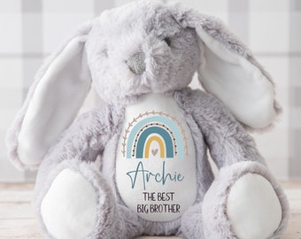 Personalised Big Brother Gift, Big Brother Teddy, New Baby Announcement,Little Brother Gift, Boys Gift, Bunny Rabbit,Gift For Big Brother,