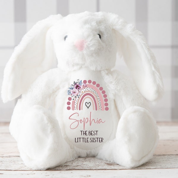 Personalised Big Sister Gift | Big Sister Teddy | New Baby Announcement | Little Sister Gift | Girls Gift | Bunny Rabbit|Gift For Big Sister