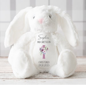 Personalised Christening Gift, Rabbit Teddy,Baptism,Girls Christening Gift,Bunny Rabbit,Christening Gift For Girl,Gift for Girls,