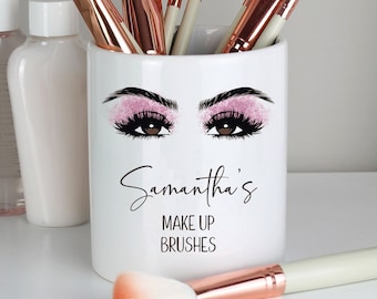 Personalised Make Up Brush Holder,Cute Rainbow, Daughter Birthday Gift, Mum Birthday Gift, Make Up Artist, Bridesmaid Gift, Beauty Eyelashes