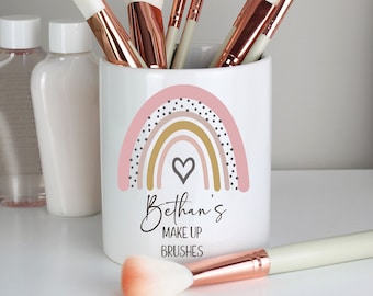 Personalised Make Up Brush Holder,Cute Rainbow, Daughter Birthday Gift, Mum Birthday Gift, Make Up Artist, Bridesmaid Gift, Beauty Eyelashes