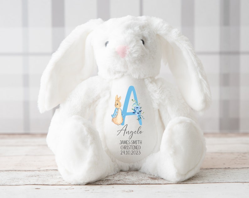 Personalised Christening Gift,Peter Rabbit Teddy,Baptism,Boys Christening Gift,Bunny Rabbit,Christening Gift For Boy,Gift for Boys image 2