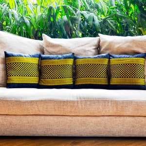 Enchanting Assamese Heritage: Handwoven Raw Silk Cushion Covers with Buttoned Closure - Set of 2