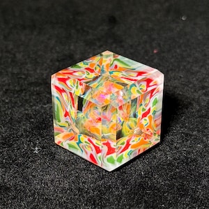 Fume and murrine backdrop pocket size cube, 33mm