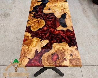 Personalized Design Resin Table, Unique Wooden Resin Table for Dining Rooms, Live Edge Dining Table, Modern Table, Custom Made Epoxy Table