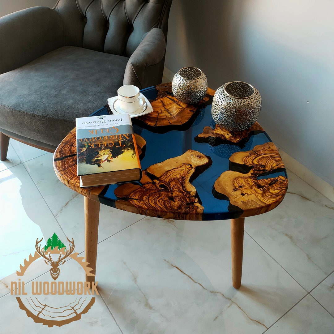 Personalized Olive Wood Resin Coffee Table: Modern Rustic Design - Etsy