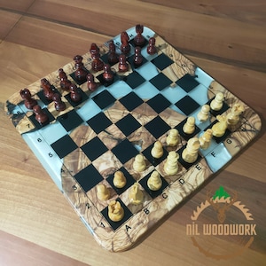 Personalized Design Resin Chess Set, Professional Resin Chess Set Made with Unique Quality, Wooden Chess Set, Unique Chessboard, Chess Gift