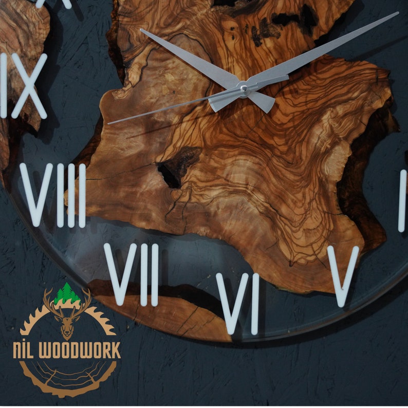 Personally Designed Ultra Transparent Resin Wall Clock Made of Olive