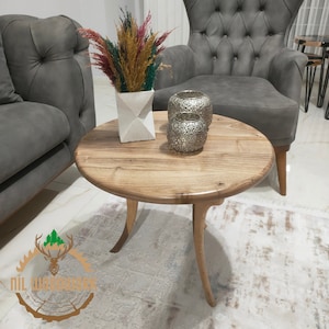 Round Coffee Table Made of Walnut Wood, Wooden Coffee Table for Living Room, Modern Coffee Table, Unique Coffee Table, Solid Wood Table