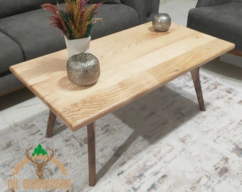 Handcrafted Ash Wood Coffee Table: Modern Rustic Living Room Furniture