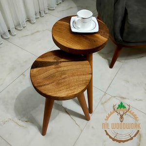 Side Table, Walnut Side Table, Round Side Table, Wood end Table, Walnut Accent Table, Walnut Nightstand, Walnut end Table, Round end Table