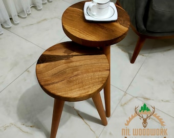 Side Table, Walnut Side Table, Round Side Table, Wood end Table, Walnut Accent Table, Walnut Nightstand, Walnut end Table, Round end Table