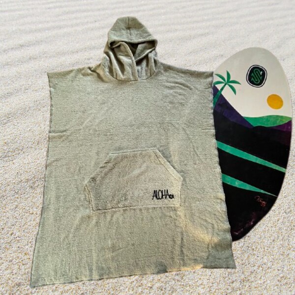 Badeponcho Surfponcho Poncho - beach, after surf, sauna towel, terry cloth, after bathing, swimming training, unisex, cuddly, Aloha