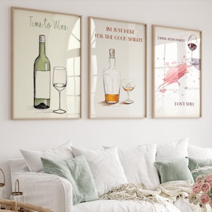 Uroczy wydruk wina Bar Art Print Punny Wine Poster Bar Cart Wall Art Sip Back And Relax Print Bar Cart Print Digital Download 3 wydruki