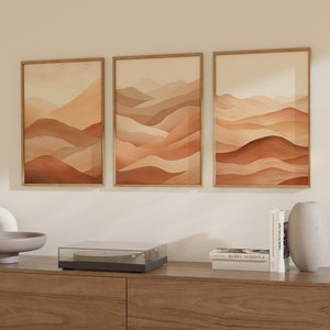 Set of 3 Piece Neutral Wall Art, Abstract Painting, Wall Art Prints, Beige Print, Instant Digital Download, Minimalist Poster, Printable Art