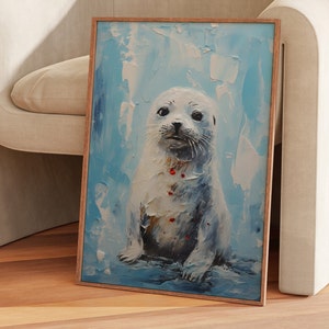 Seal Art, Marine Life Decor: Seal Print, Ocean Nautical Wall Art, Wildlife Painting, Perfect for Ocean Enthusiasts, Baby Seal