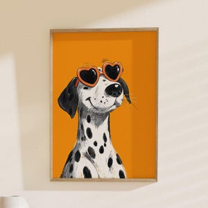 Dalmatian Dog Art, Funky Puppy Print: Whimsical Pet Painting, Cute Animal Decor